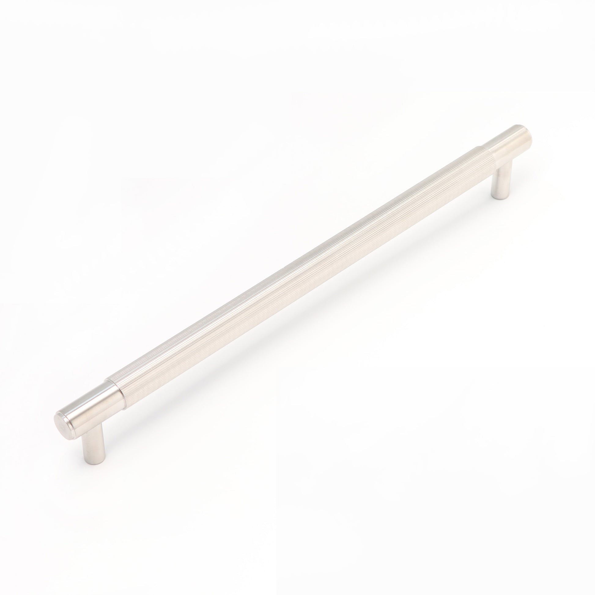 Fluted Large Round T-Bar Pull Handle - Satin Stainless Steel