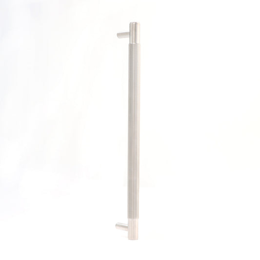 Fluted Large Round T-Bar Pull Handle - Satin Stainless Steel