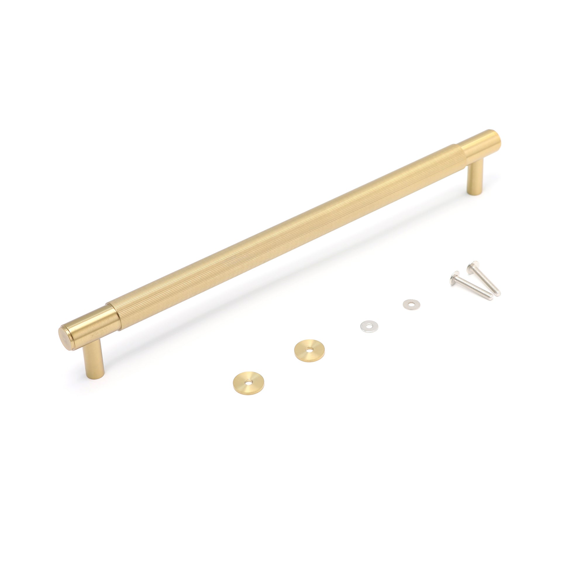 Fluted Large Round T-Bar Pull Handle - Satin Gold