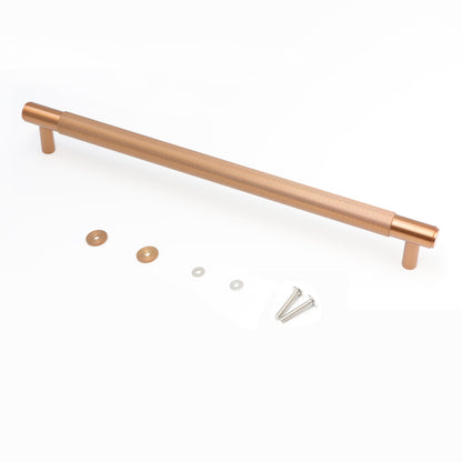 Fluted Large Round T-Bar Pull Handle - Rose Gold