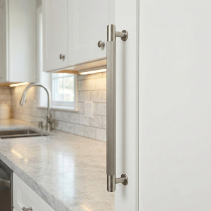 Fluted Large Round T-Bar Pull Handle - Gun Metal