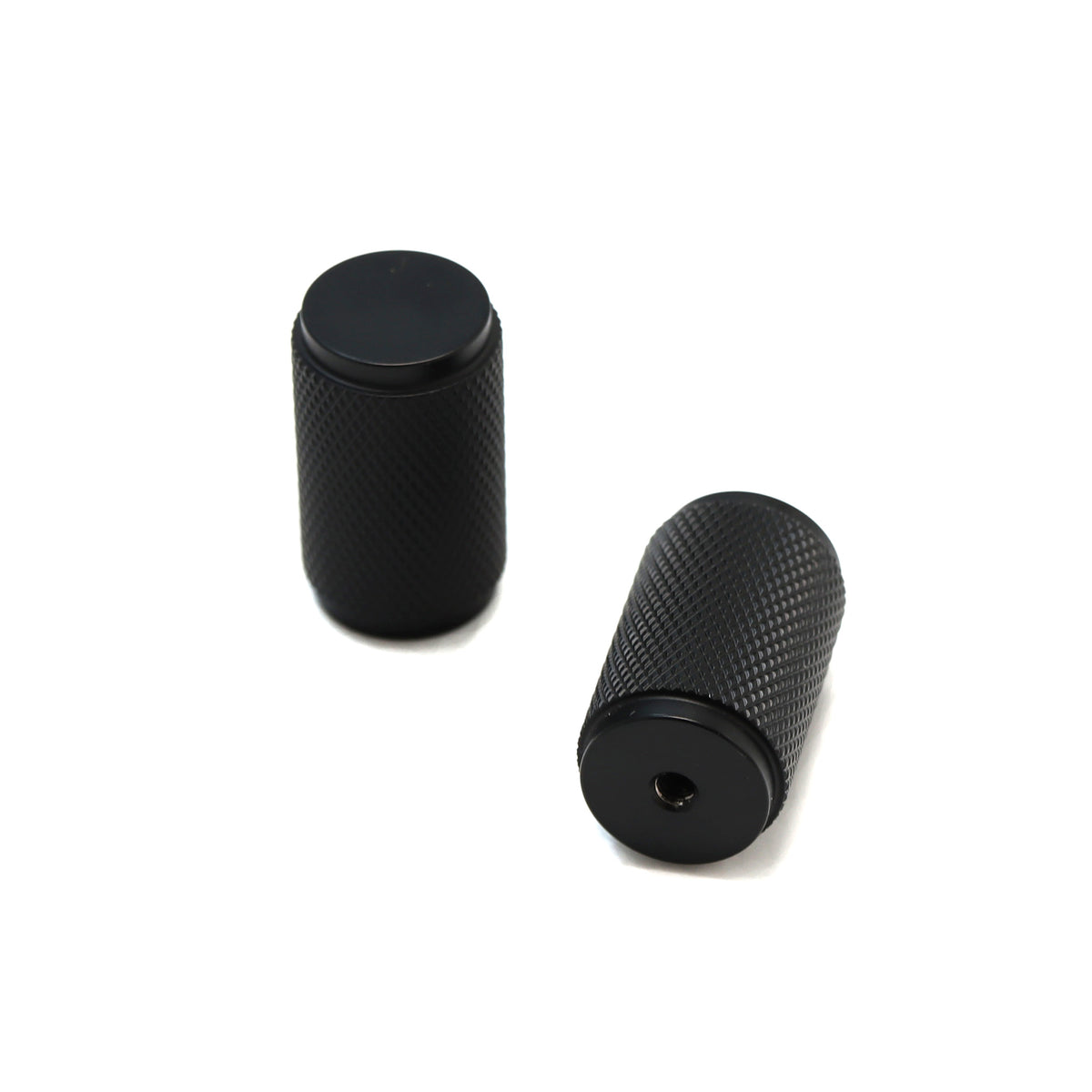 Knurled Large Round Cabinet Door Knob - Matt Black