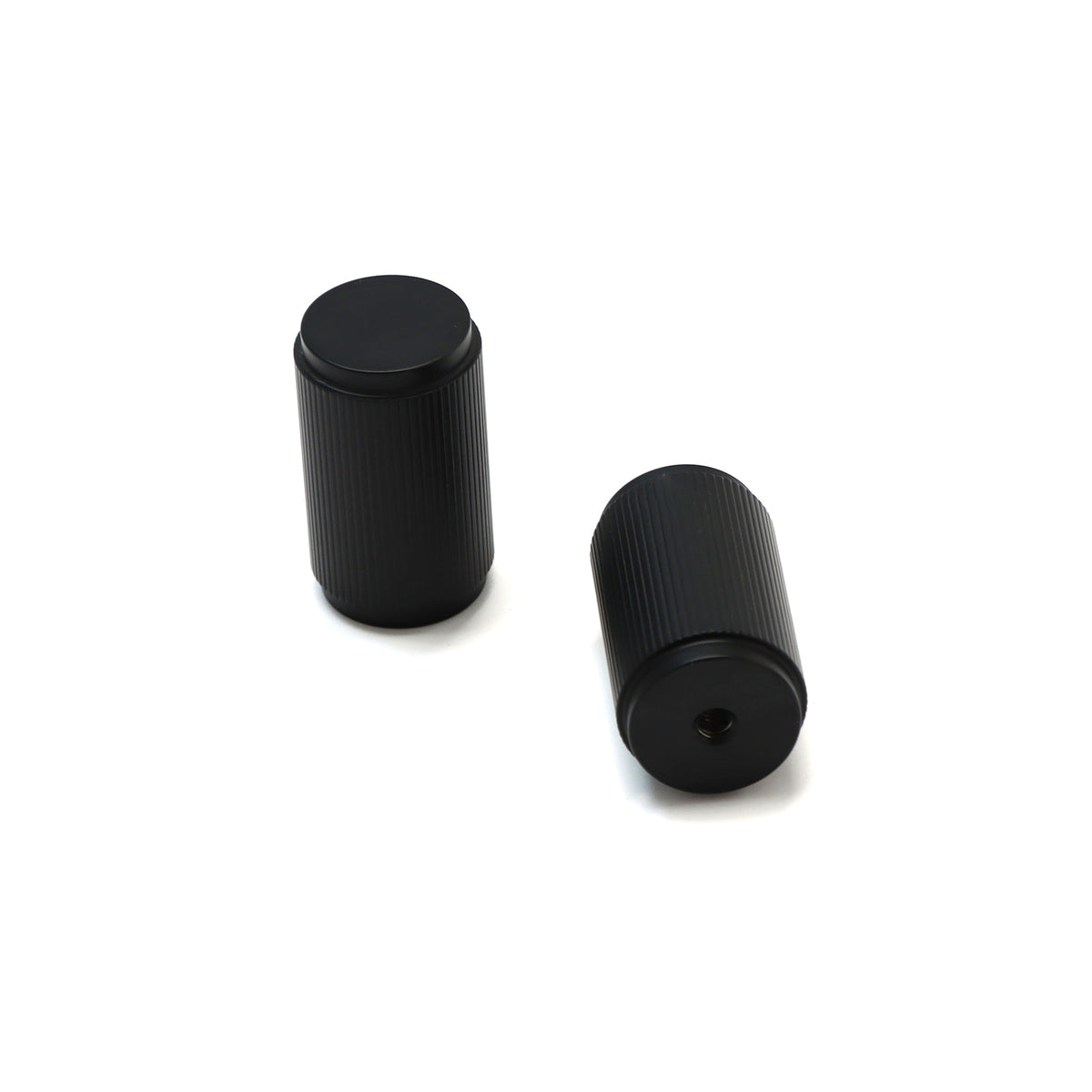 Fluted Large Round Cabinet Door Knob - Matt Black