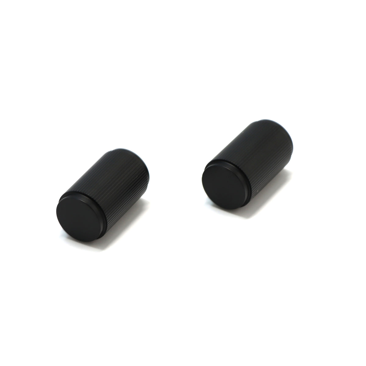 Fluted Large Round Cabinet Door Knob - Matt Black
