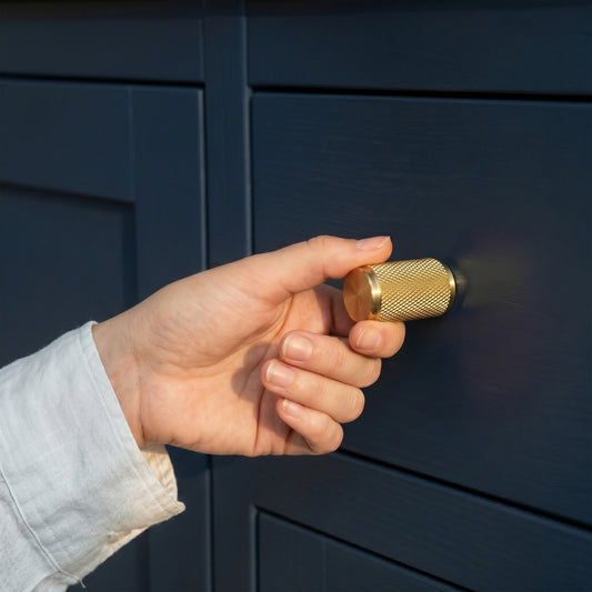 Knurled Small Round Cabinet Door Knob - Satin Gold