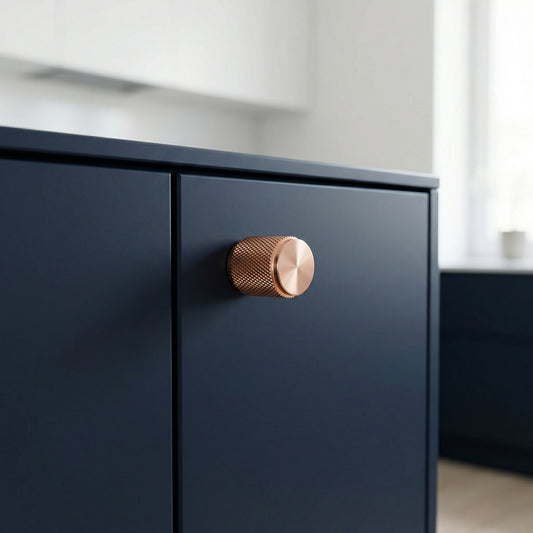 Knurled Small Round Cabinet Door Knob - Rose Gold