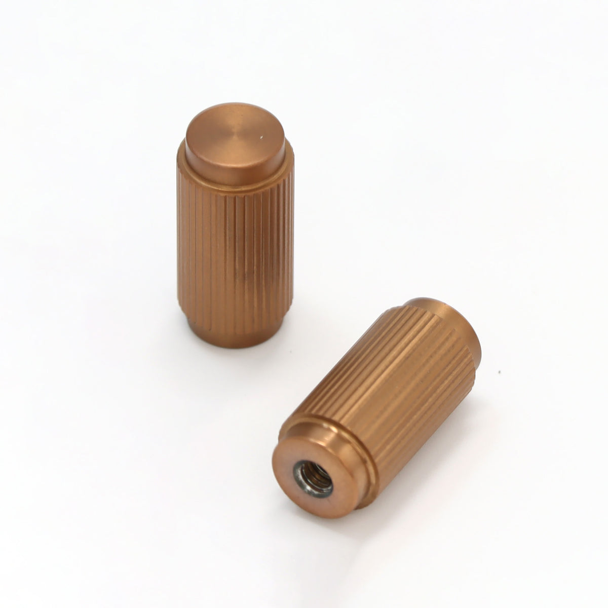 Fluted Small Round Cabinet Door Knob - Rose Gold