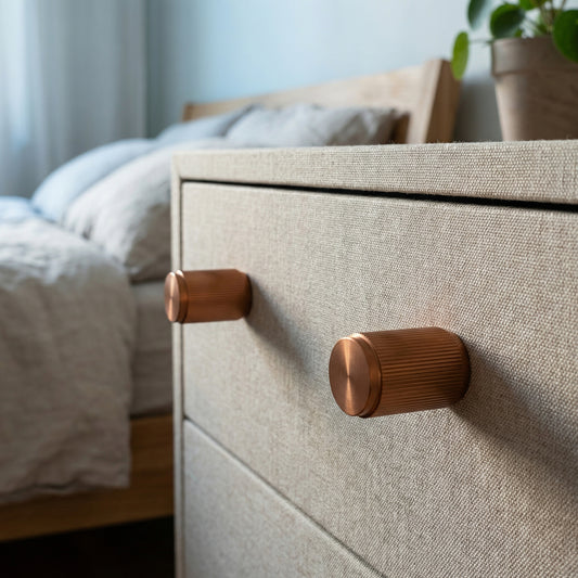 Fluted Small Round Cabinet Door Knob - Rose Gold
