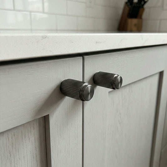 Fluted Small Round Cabinet Door Knob - Gun Metal
