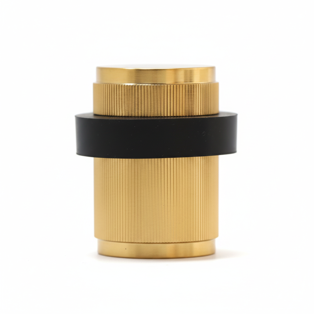 Fluted Round Door Stopper - Satin Gold