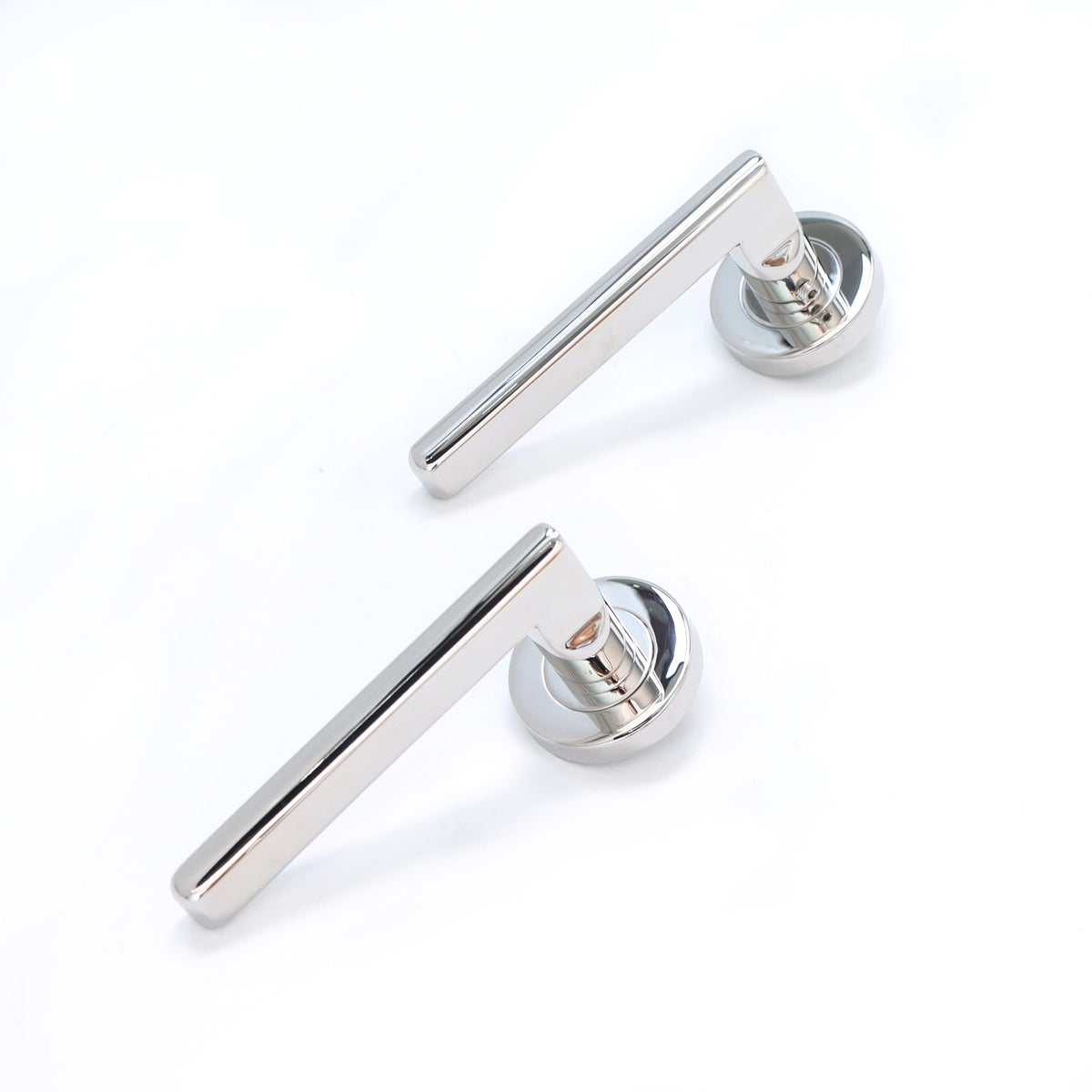 Superior Luna Lever on Round Rose Handle Set - Polished Stainless Steel