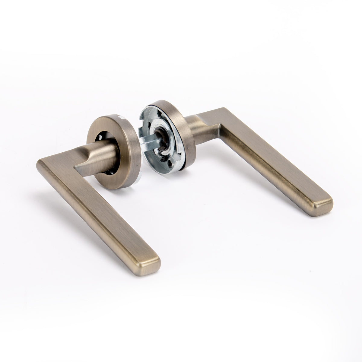 Superior Luna Lever on Round Rose Handle Set - Antique Brass
