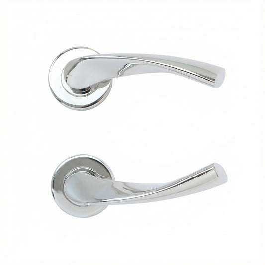 Superior Vega Lever on Round Rose Handle Set - Polished Stainless Steel