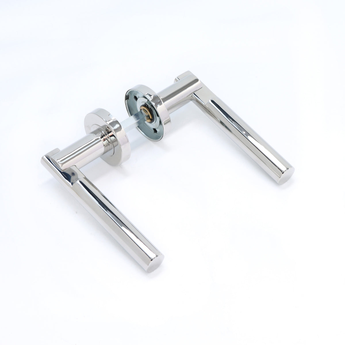 Superior Titan Lever on Round Rose Handle Set - Polished Stainless Steel