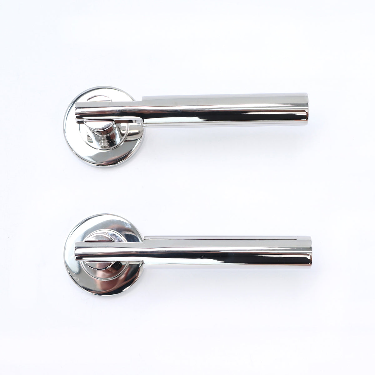 Superior Titan Lever on Round Rose Handle Set - Polished Stainless Steel
