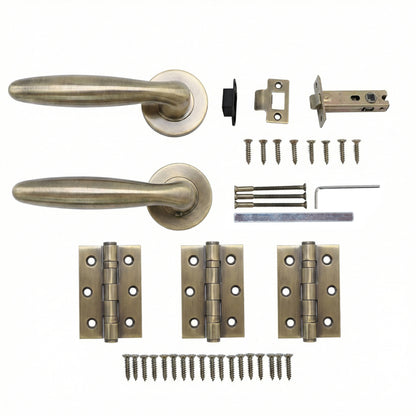 Superior Sirius Lever on Round Rose Handle Set - Antique Brass