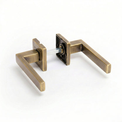 Superior Callisto Lever on Square Rose Handle Set - Antique Brass