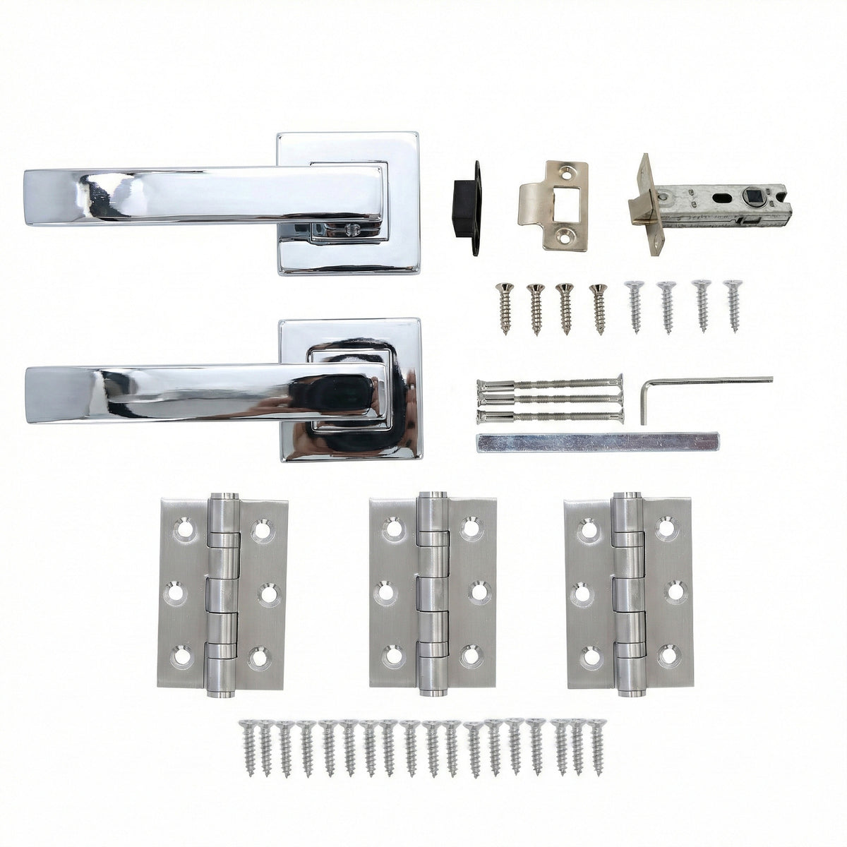 Superior Callisto Lever on Square Rose Handle Set - Polished Stainless Steel