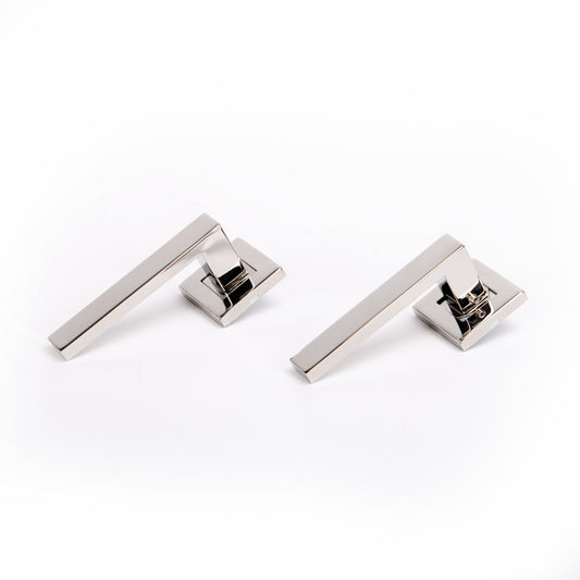 Superior Callisto Lever on Square Rose Handle Set - Polished Stainless Steel