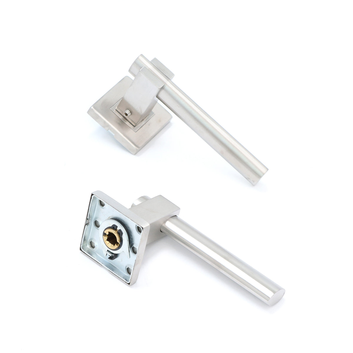 Superior Phobos Lever on Square Rose Handle Set - Satin Stainless Steel