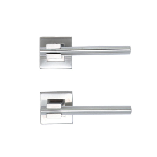 Superior Phobos Lever on Square Rose Handle Set - Satin Stainless Steel