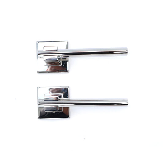 Superior Phobos Lever on Square Rose Handle Set - Polished Stainless Steel