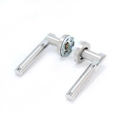 Superior Proxima Lever on Round Rose Handle Set - Polished Stainless Steel
