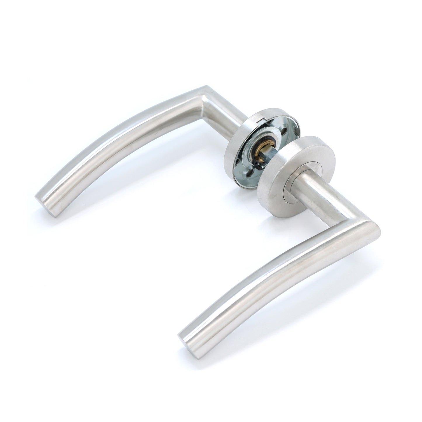 Superior Miranda Lever on Round Rose Handle Set - Satin Stainless Steel