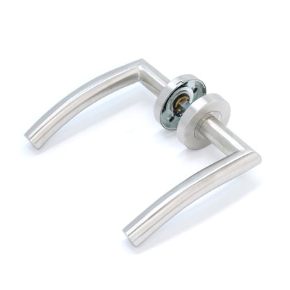 Superior Miranda Lever on Round Rose Handle Set - Satin Stainless Steel