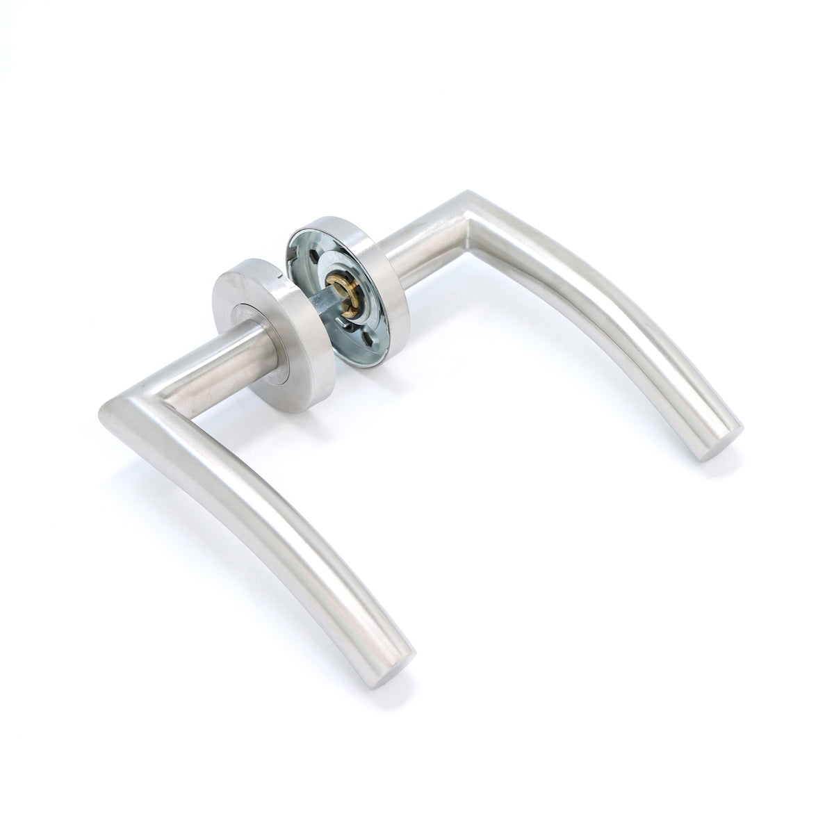 Superior Miranda Lever on Round Rose Handle Set - Satin Stainless Steel