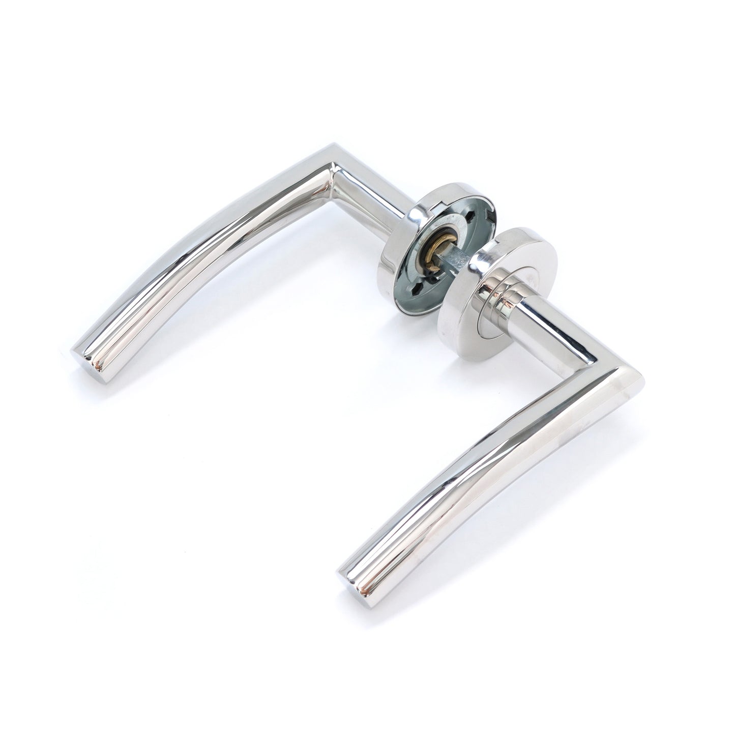 Superior Miranda Lever on Round Rose Handle Set - Polished Stainless Steel