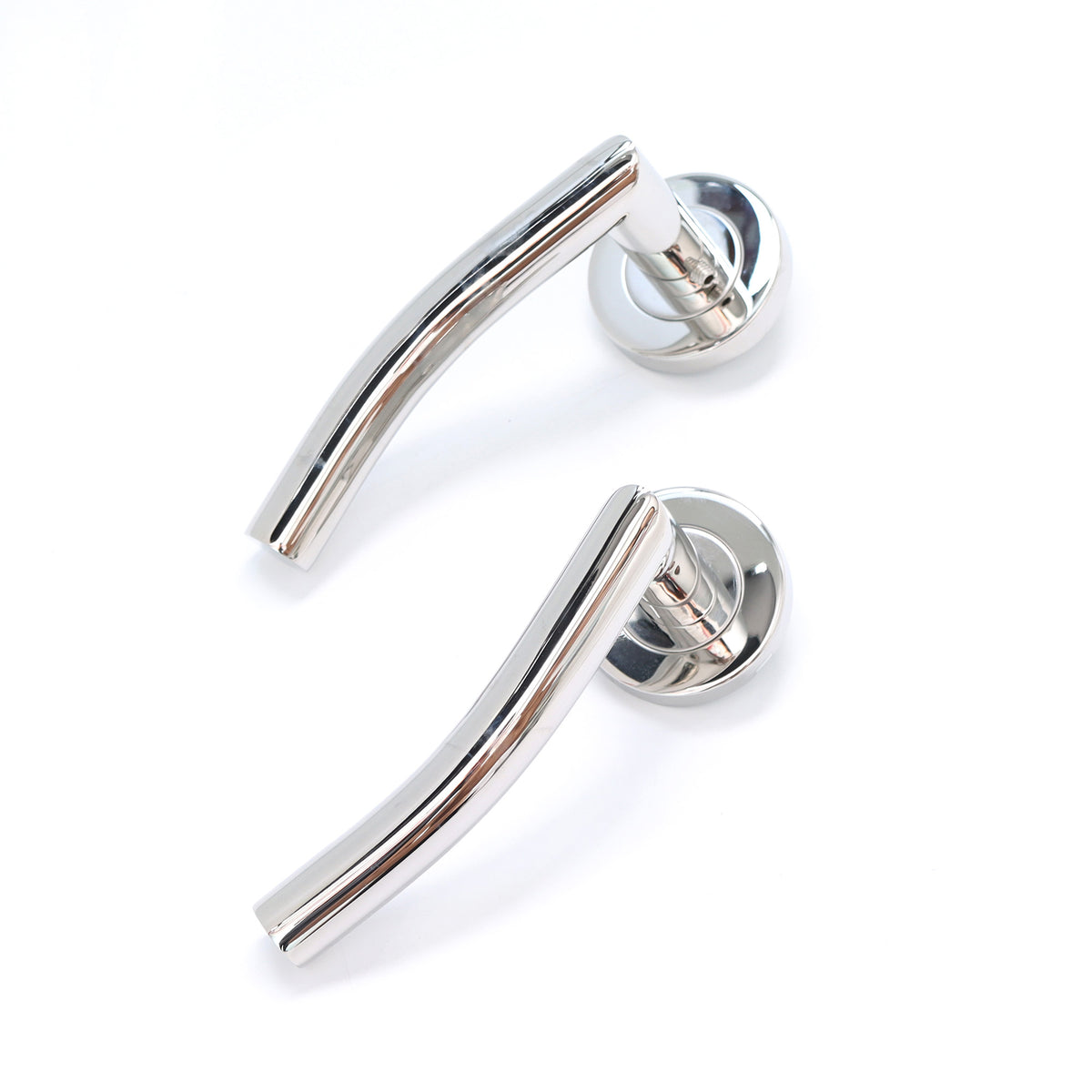 Superior Miranda Lever on Round Rose Handle Set - Polished Stainless Steel