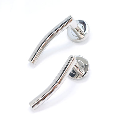 Superior Miranda Lever on Round Rose Handle Set - Polished Stainless Steel