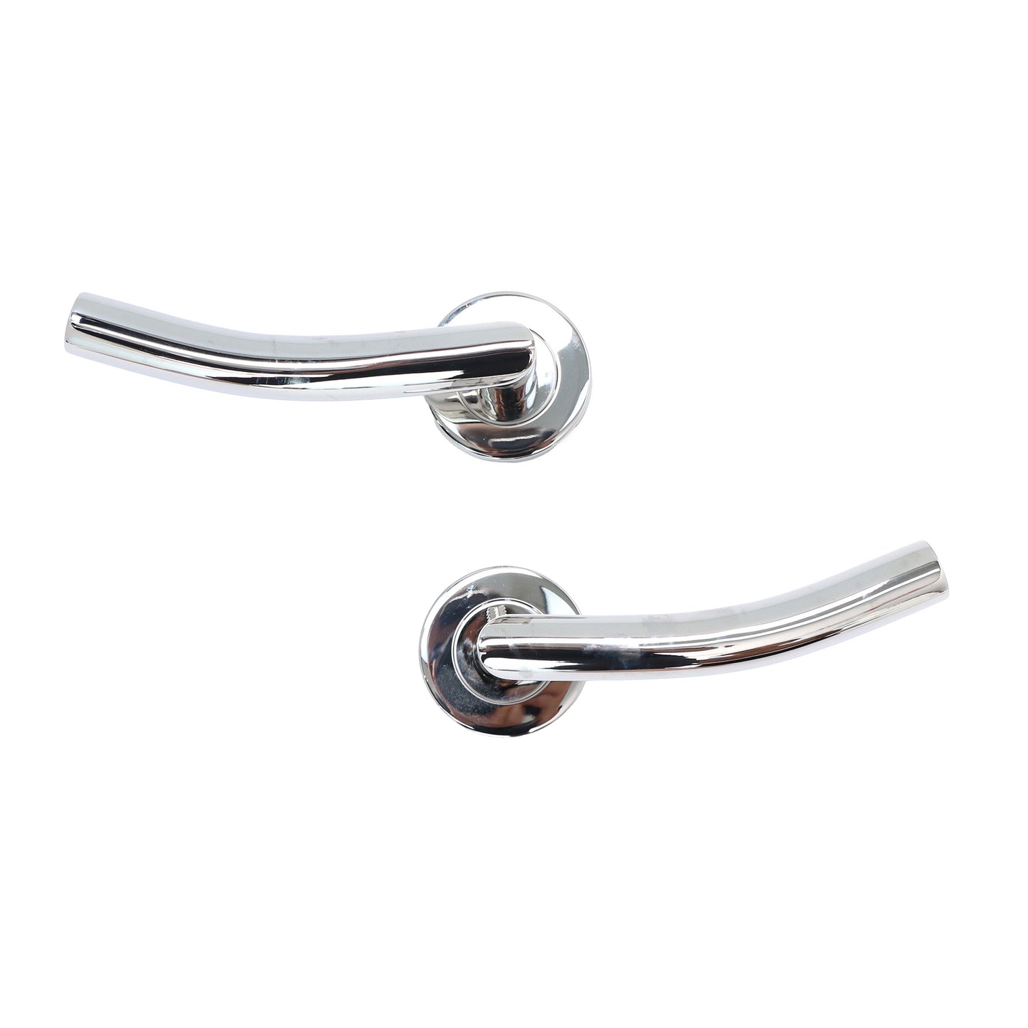 Superior Miranda Lever on Round Rose Handle Set - Polished Stainless Steel