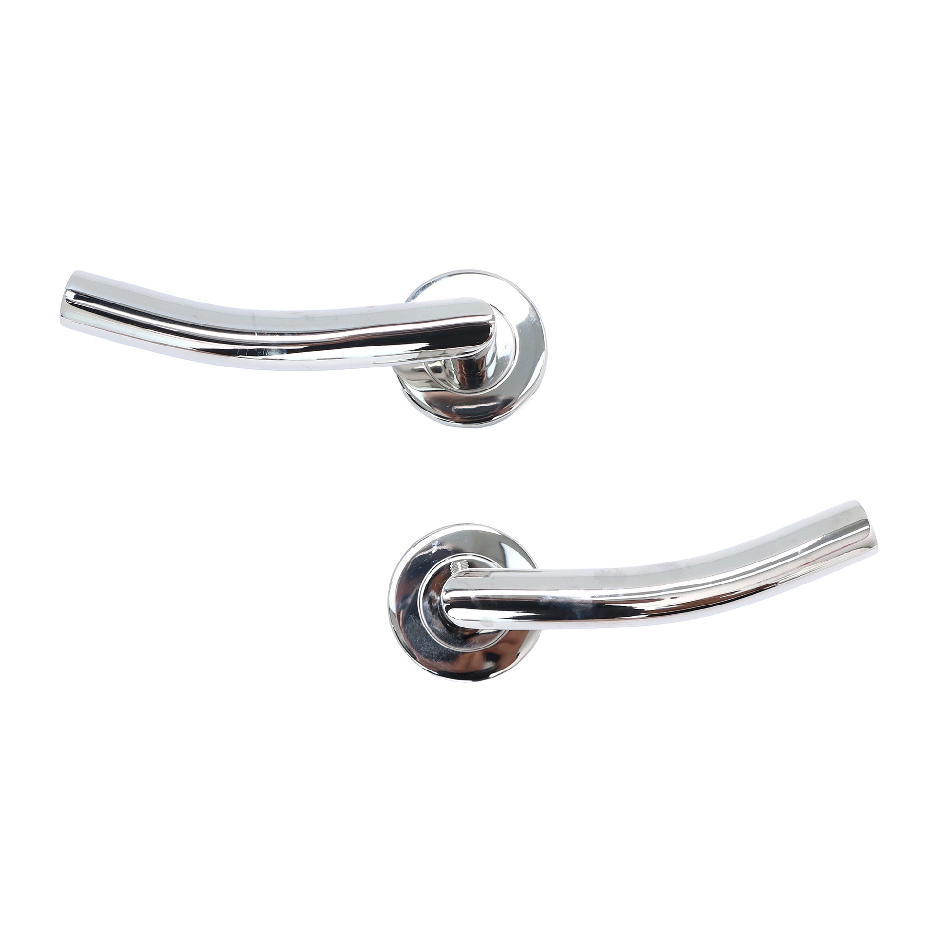 Superior Miranda Lever on Round Rose Handle Set - Polished Stainless Steel
