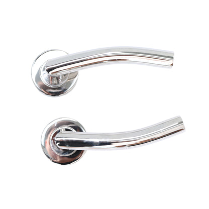 Superior Miranda Lever on Round Rose Handle Set - Polished Stainless Steel