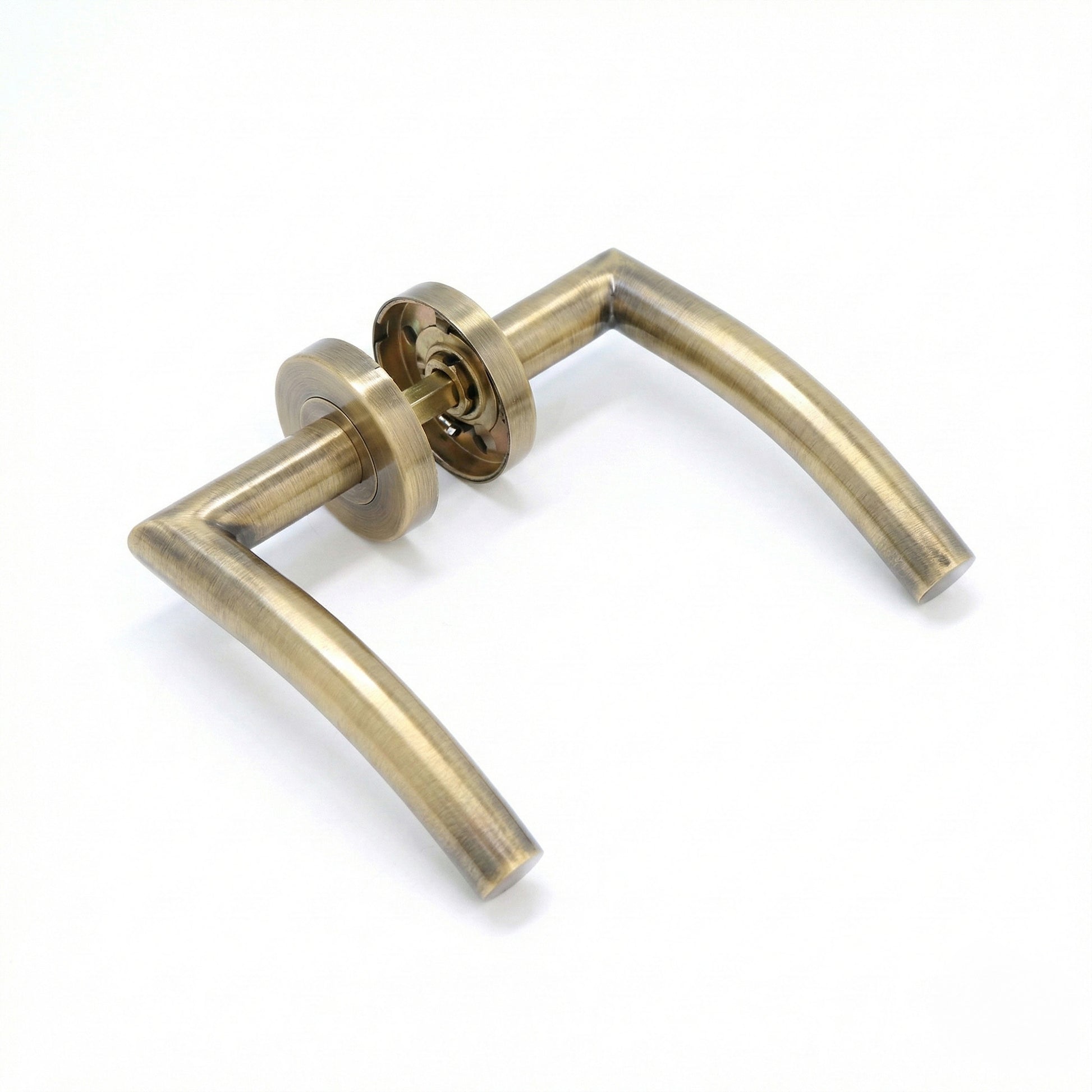 Superior Miranda Lever on Round Rose Handle Set - Antique Brass