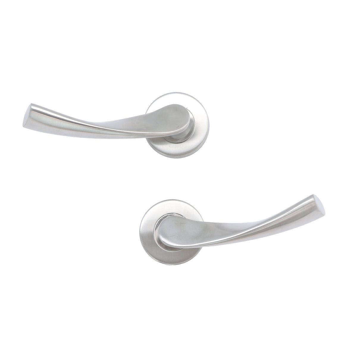 Superior Vega Lever on Round Rose Bathroom Handle Set - Satin Stainless Steel