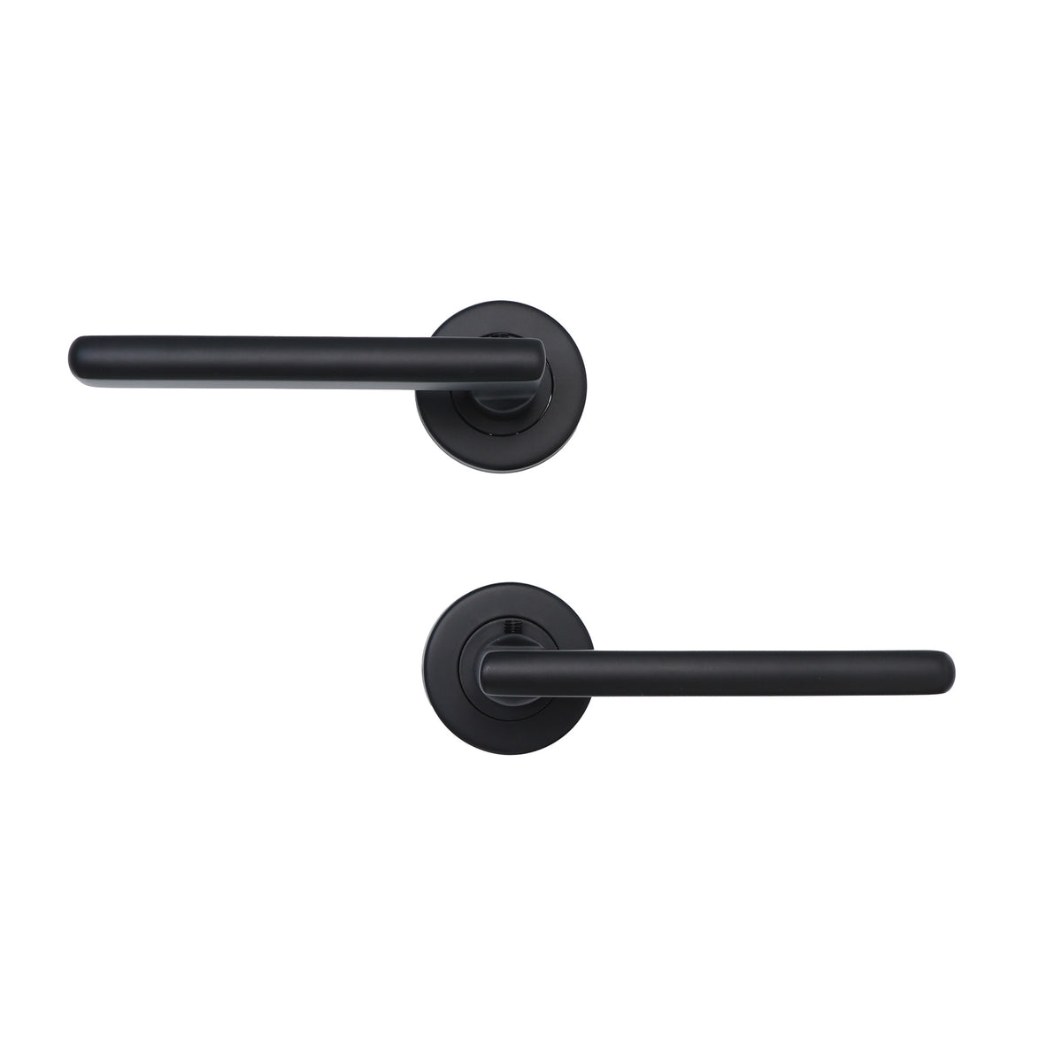 Superior Luna Lever on Round Rose Bathroom Handle Set - Matt Black