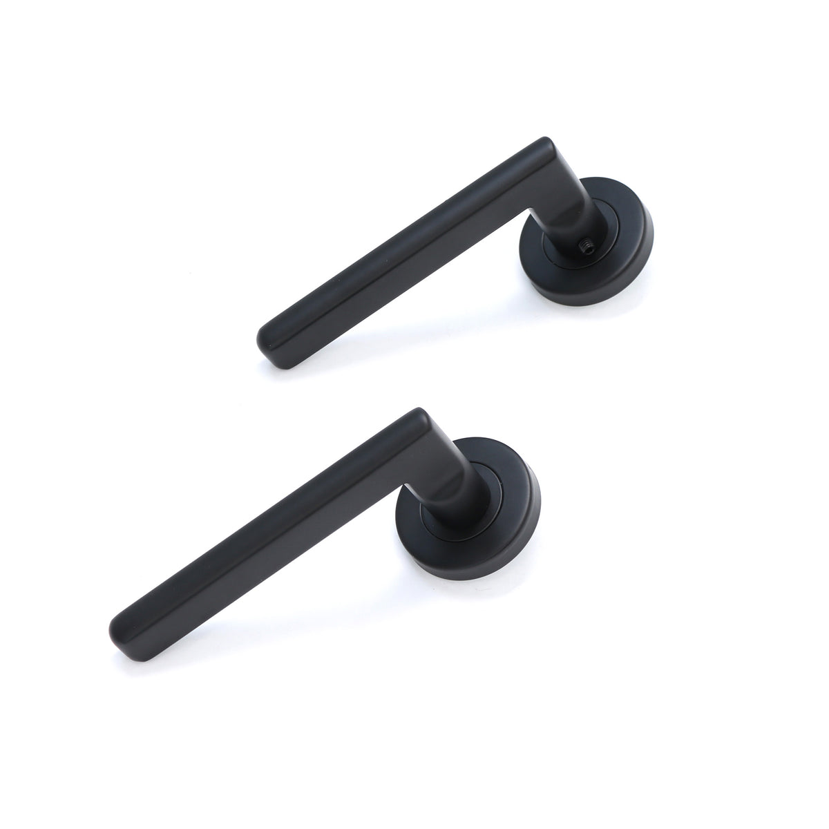 Superior Luna Lever on Round Rose Bathroom Handle Set - Matt Black