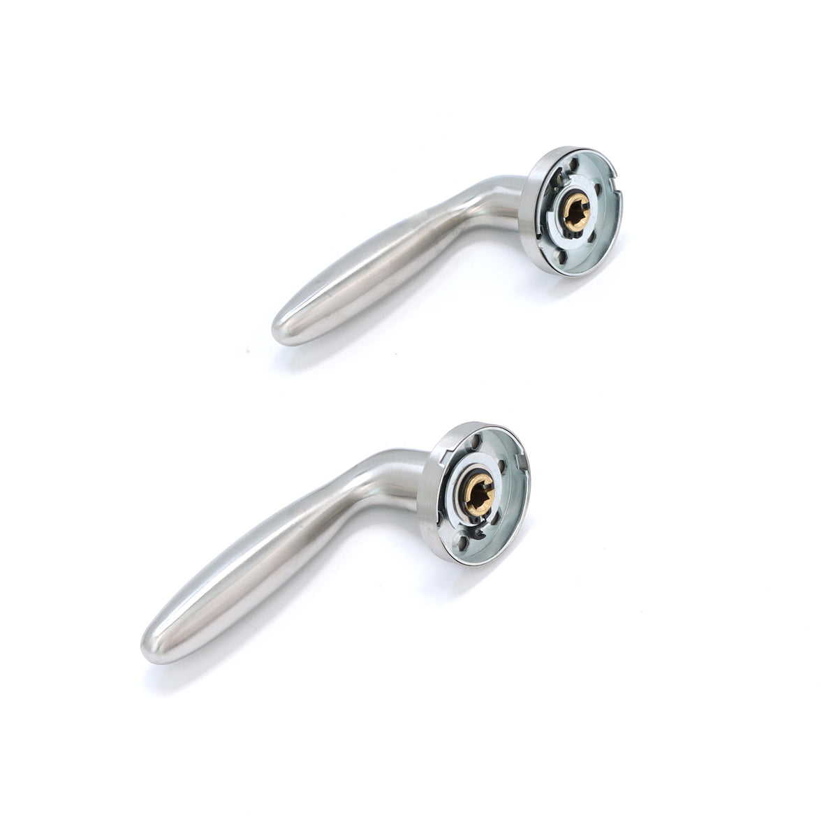 Superior Sirius Lever on Round Rose Bathroom Handle Set - Satin Stainless Steel