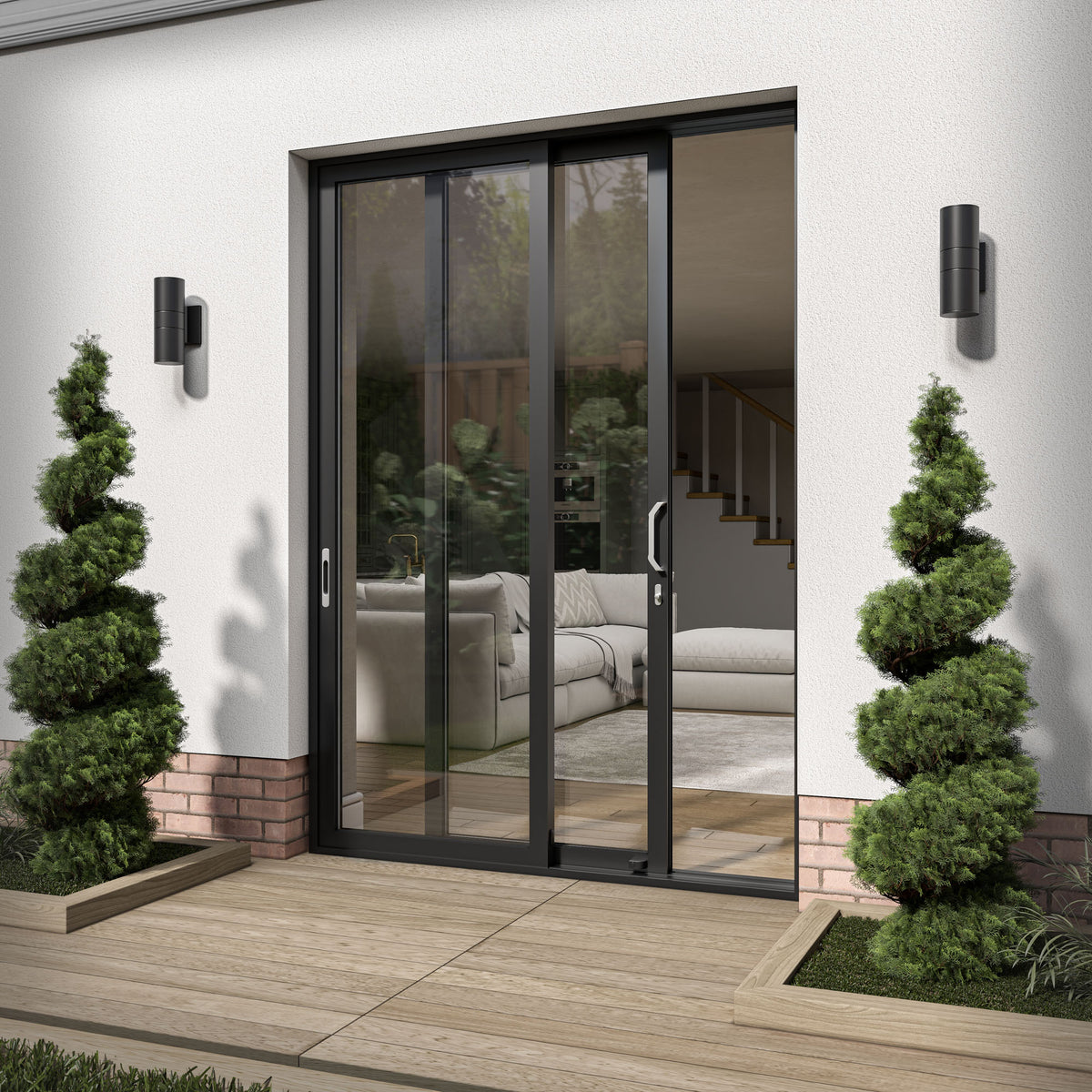 Matt Black Aluminium Clear Glass External Sliding Patio Door