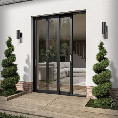 Matt Black Aluminium Clear Glass External Sliding Patio Door