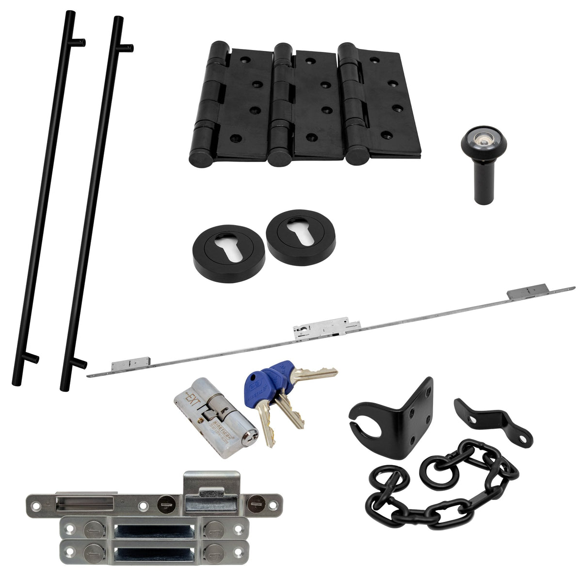 Circular Autolock 1200mm External Pull Handle Set - Matt Black