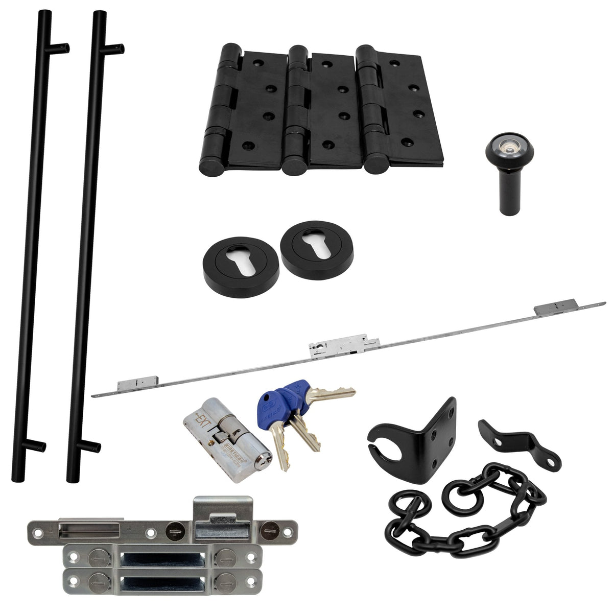 Circular Autolock 1500mm External Pull Handle Set - Matt Black