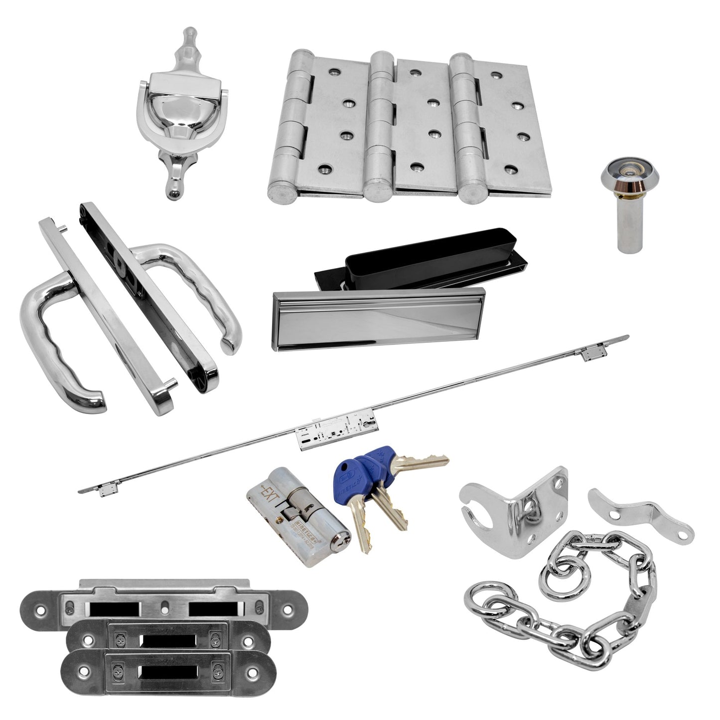Crimebeater External Front Door Lever Handle Set - Polished Stainless Steel