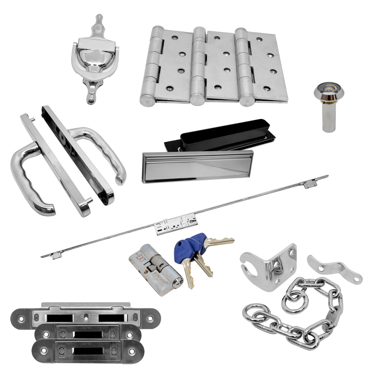 Crimebeater External Front Door Lever Handle Set - Polished Stainless Steel