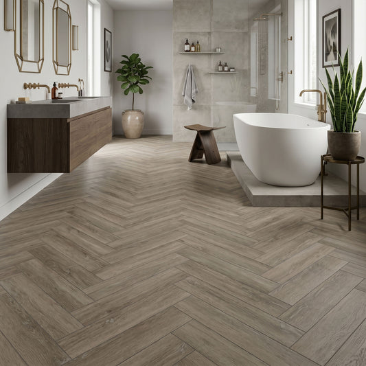 Nelson Oak - Foundation Herringbone 2mm UV Coated LVT Flooring