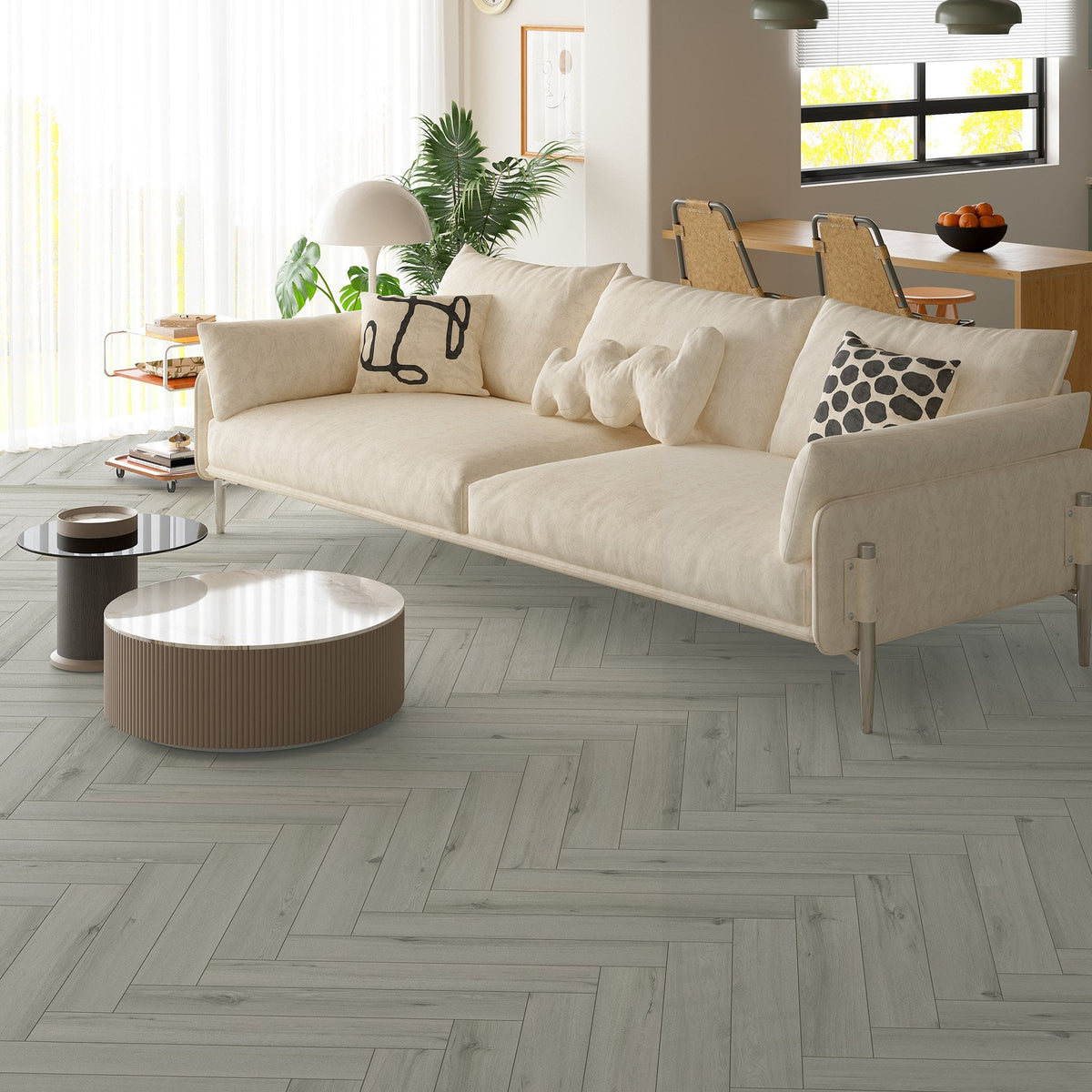 Merritt Oak - Foundation Herringbone LVT 5mm Anti-Microbial UV Coated Rigid Core Vinyl Flooring (123006)