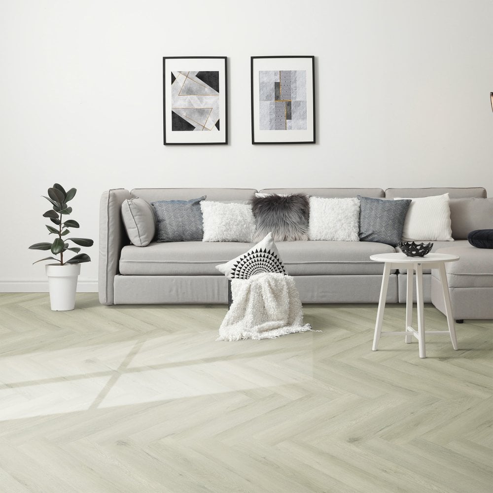 Parksville Oak - Luxe Vision Herringbone 5mm Embossed Purecoat Rigid Core Vinyl Flooring (123032)